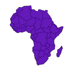 Violett eingefärbte Karte von Afrika, Darstellung der Länder, in denen Auditdienstleistungen angeboten werden.